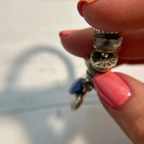 Vintage Blue Braided leather Bracelet with Silver Accents and heart charm - Picture 6 of 8